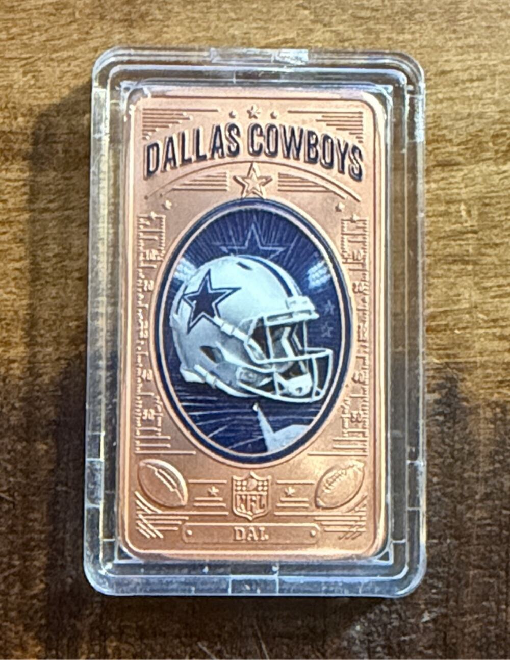 Dallas Cowboys 1 oz .999 Fine Copper Bar NFL Pro Football Collection